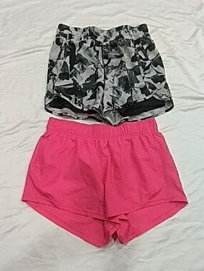 Athletic Works Pink Women’s Athletic Shorts with A Gray Camouflage Pair